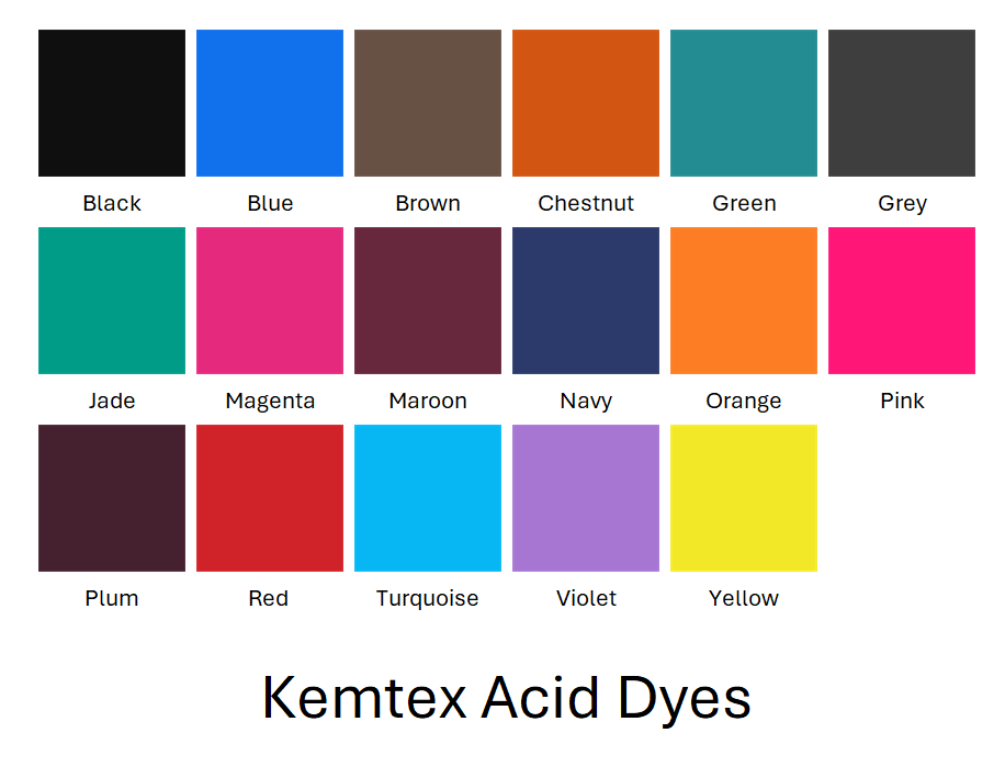 Kemtex Acid Dyes - 250g, 500g, 1kg